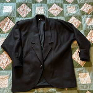 Vintage Korean Oversized Black Wool Suit Jacket